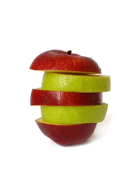 Змішане яблуко ізольоване на білому — стокове фото