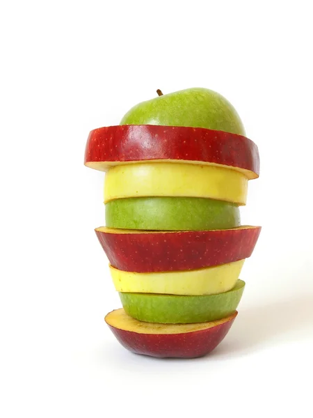 Blandade apple på vit bakgrund — Stockfoto