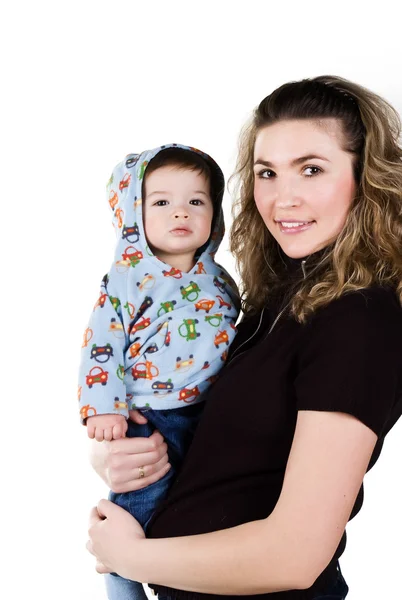 Giovani donne felici e suo figlio — Foto Stock