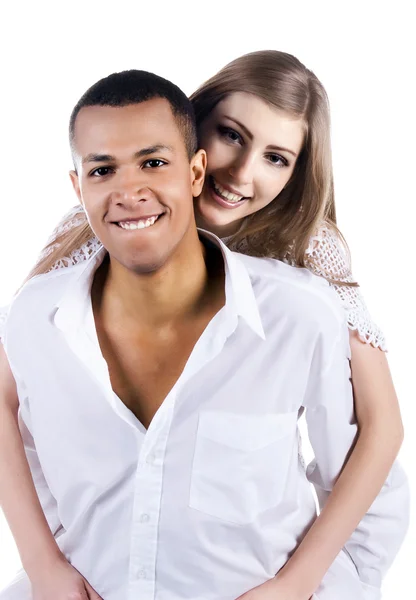 Beautiful couple isolated on white — Zdjęcie stockowe