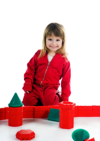 Маленька дівчинка з блоками — стокове фото