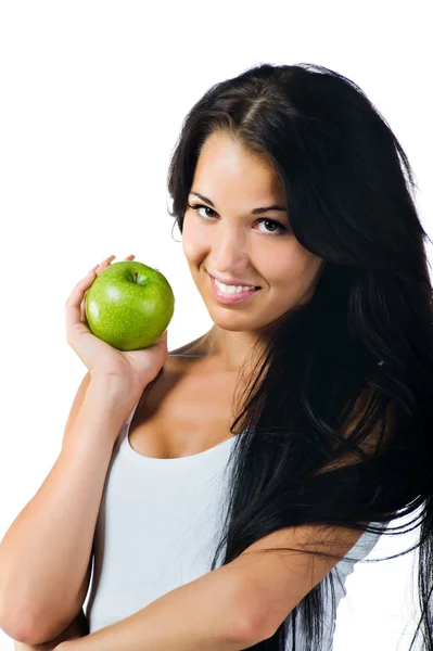 Hübsche Frau mit dem Apfel — Stockfoto