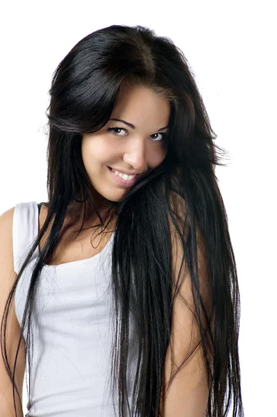 Mujer joven con un pelo hermoso — Foto de Stock