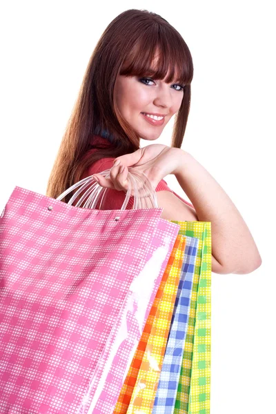 Schöne junge Frau beim Einkaufen — Stockfoto