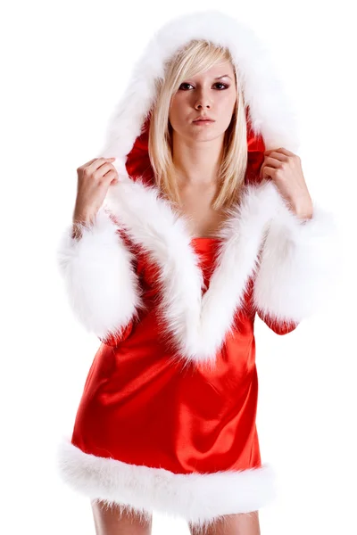 サンタ クロースを着て美しい女性 — ストック写真