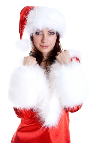 Hermosa mujer vistiendo Santa Claus —  Fotos de Stock