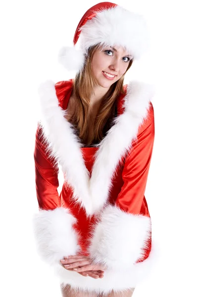 크리스마스 선물을 가진 아름 다운 여자 — 스톡 사진