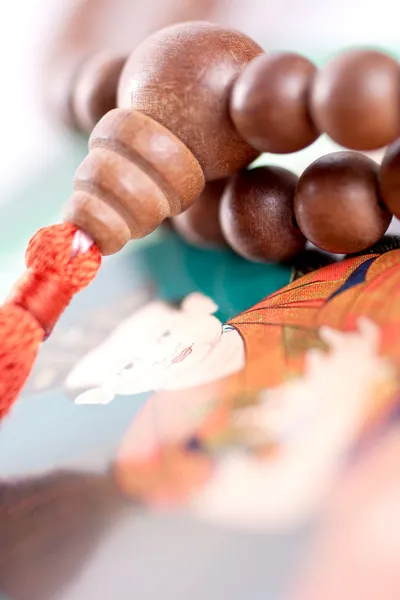 stock image Wooden beads are on the picture