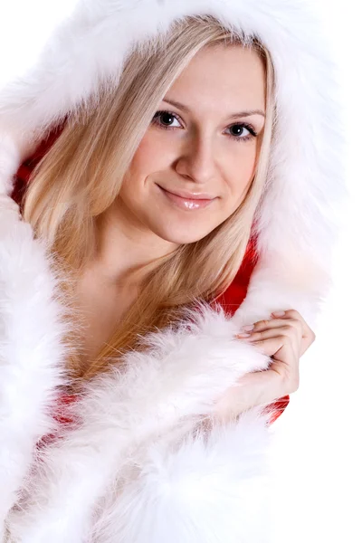Красива жінка в Санта-Клаусі — стокове фото