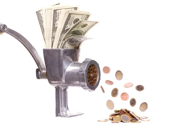 Meat chopper with dollars — Stock Photo, Image