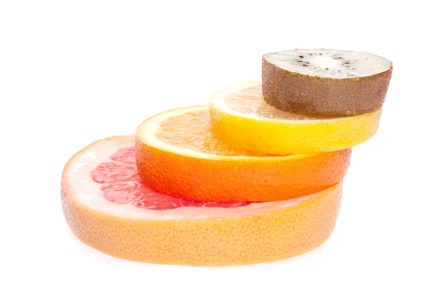 Grapefruity a šťávy ve skle — Stock fotografie