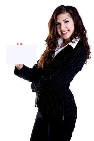 Giovane donna d'affari con biglietto da visita — Foto Stock