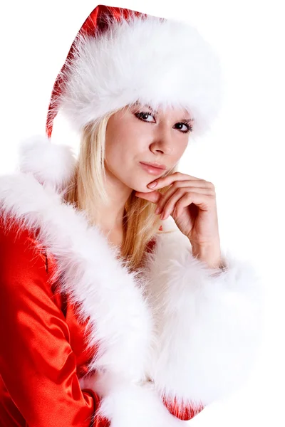 サンタ クロースの服を着て美しい女性 — ストック写真