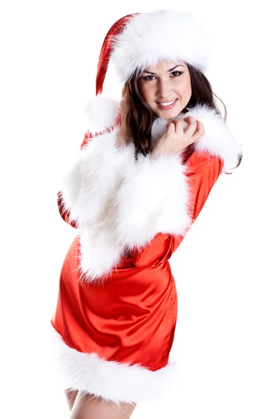 Hermosa mujer con ropa de Santa Claus — Foto de Stock
