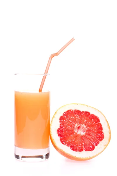Pompelmo e succo di frutta in vetro — Foto Stock