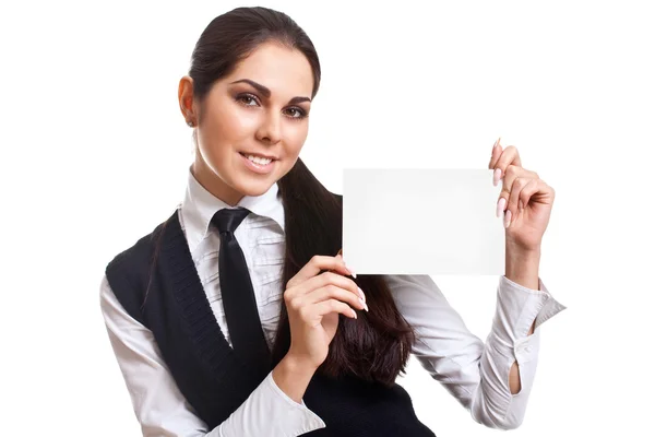 Giovane donna d'affari con biglietto da visita — Foto Stock