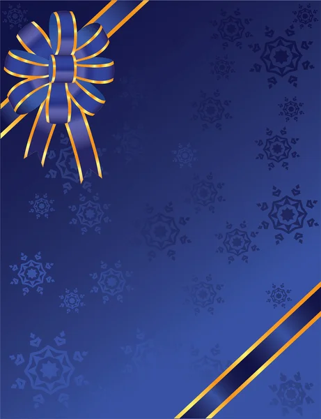 Weihnachten blaue Schleife mit Schneeflocken — Stockvektor