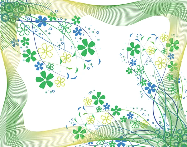 Fleurs bleues et vertes — Image vectorielle