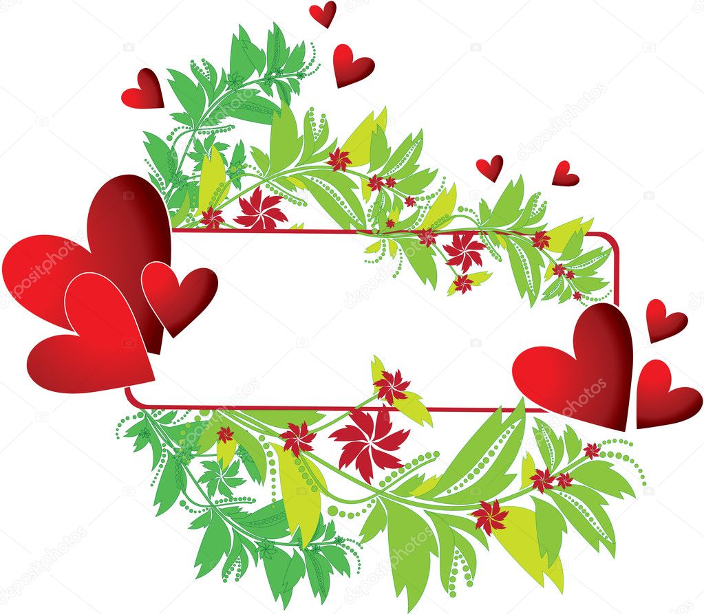 Frame with heart and flower