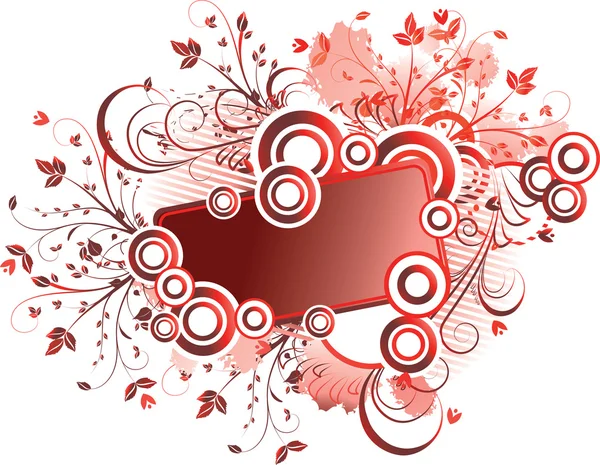 Marco floral rojo — Vector de stock