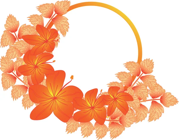 Frame met herfst bladeren en bloemen — Stockvector