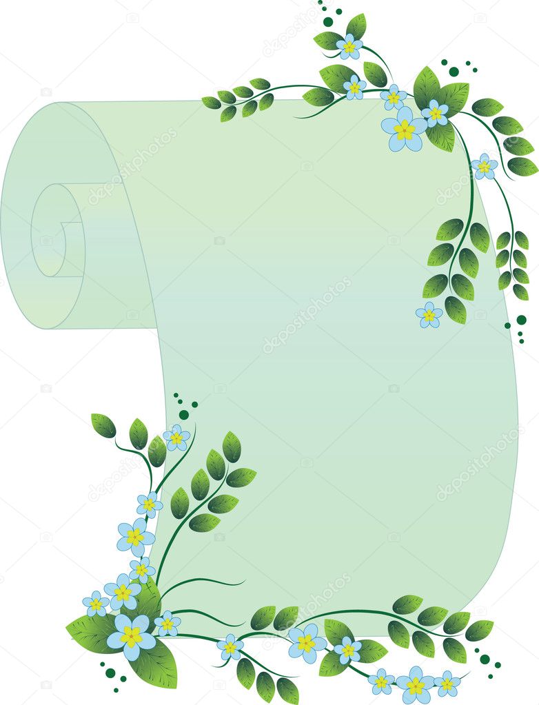Scroll with flowers