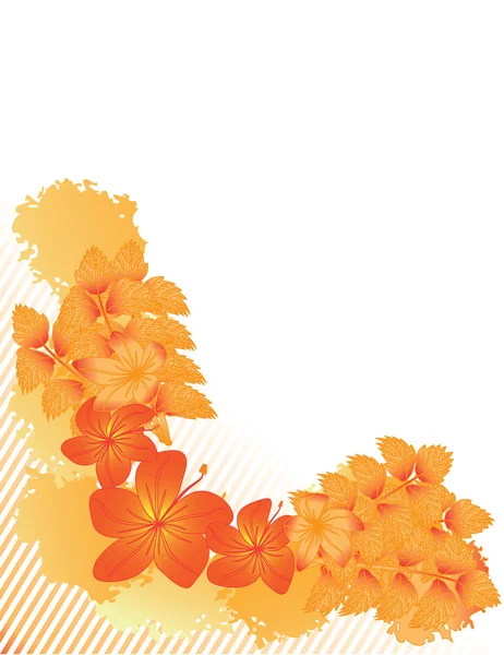 Hörnet orange blad och blommor — Stock vektor