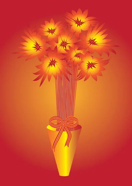 Blumenstrauß mit Vase — Stockvektor