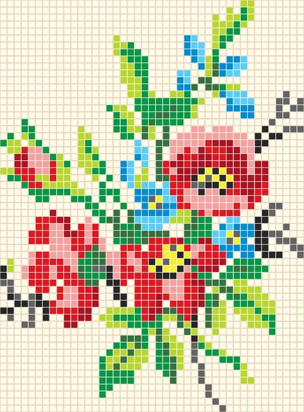 Wzór kwiatowy mozaika — Wektor stockowy