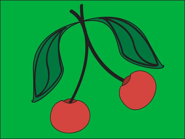 Dos cerezas rojas — Vector de stock