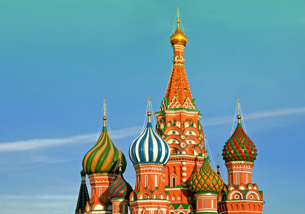 St. Basil Cathedral on blue sky background