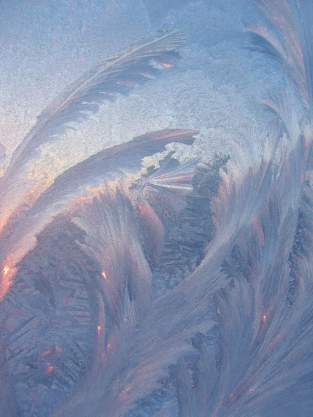 Frost und Sonnenlicht auf Glas — Stockfoto