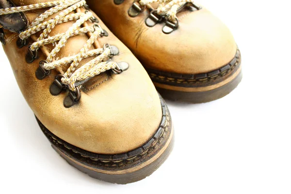 Fechar-se de velhas botas amarelas — Fotografia de Stock