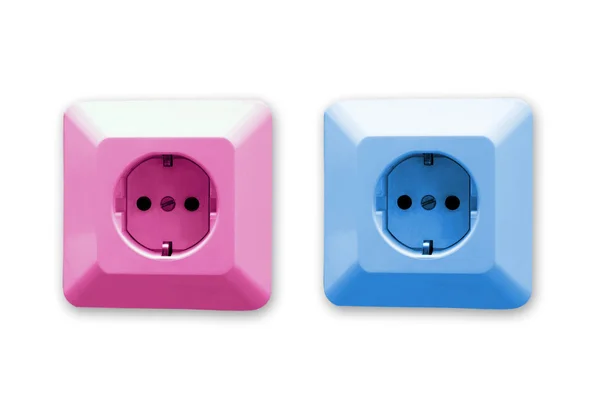 Pink and blue electric sockets — Stock Photo, Image
