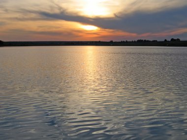 Sunset lake clipart