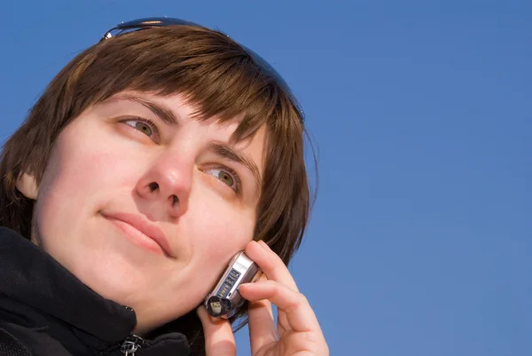 stock image Girl rings on a mobile telephone