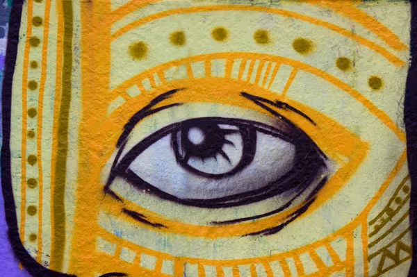 Oko rysowane na ścianie — Zdjęcie stockowe
