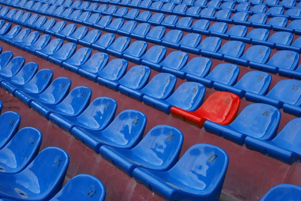 Tmavě modré řady sedadel — Stock fotografie