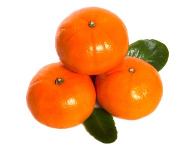 Ripe mandarins with laeves clipart