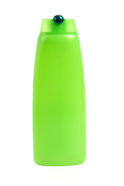 Зелений шампунь пляшка — стокове фото