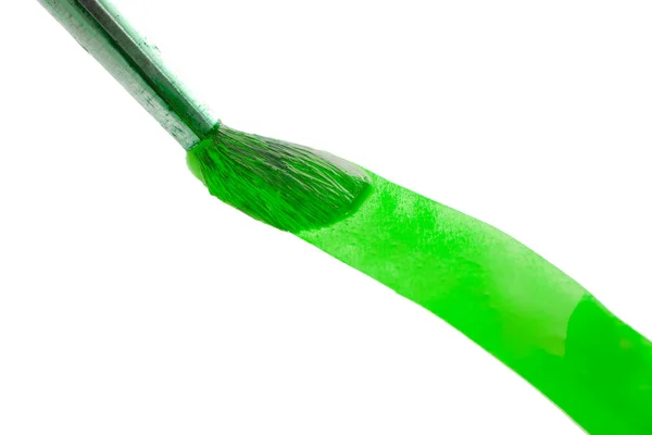 Brush painting green stripe — Stock Photo, Image