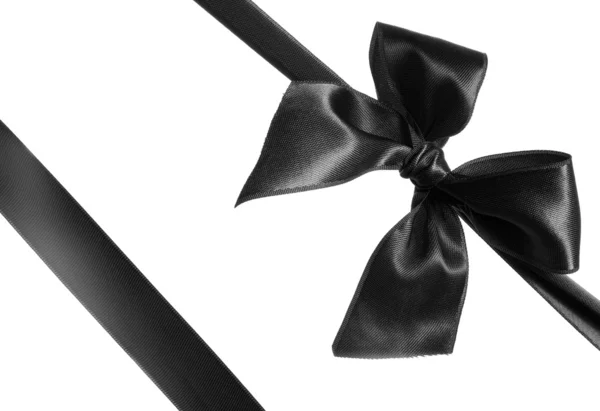 Black ribbon and bow — Stock Photo, Image