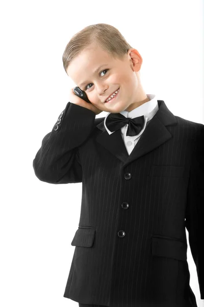 Boy holding a cellphone — Stock Photo, Image