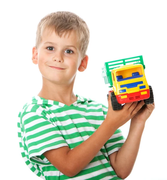 Мальчик с игрушкой — стоковое фото