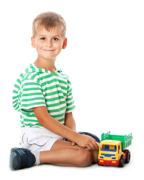 Pojke med en leksak — Stockfoto