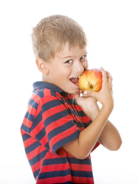 Boy holding an apple — Stock Photo, Image