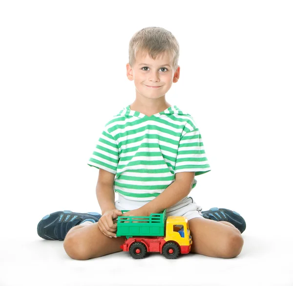 Chlapec s hračkou — Stock fotografie