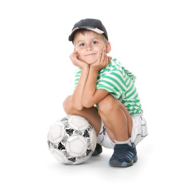 Boy holding soccer ball clipart