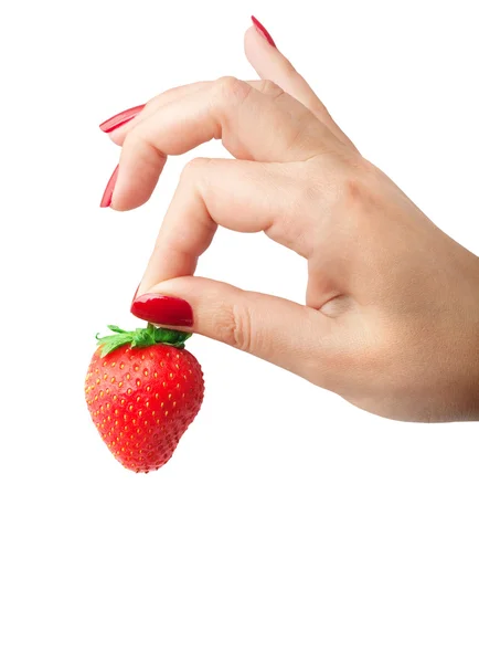 Jordbær i hånden – stockfoto