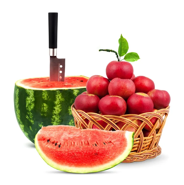 Watermelon and apples — Stock Photo, Image